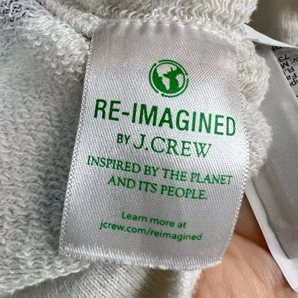 J. Crew Vintage Cropped Hoodie Medium Stripe Vintage Terry Navy Blue White AJ621